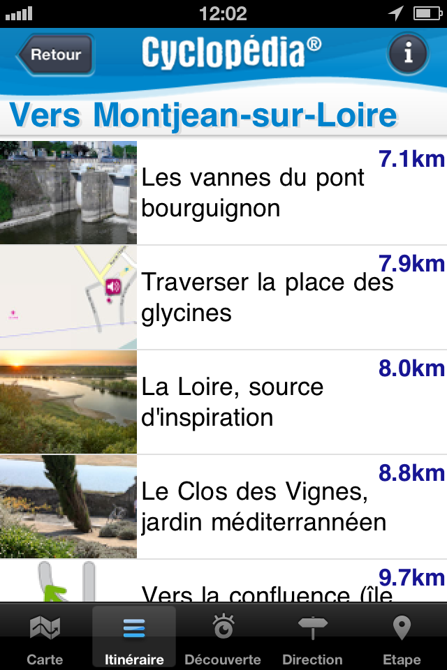 Liste de point cyclopédia iPhone Loire